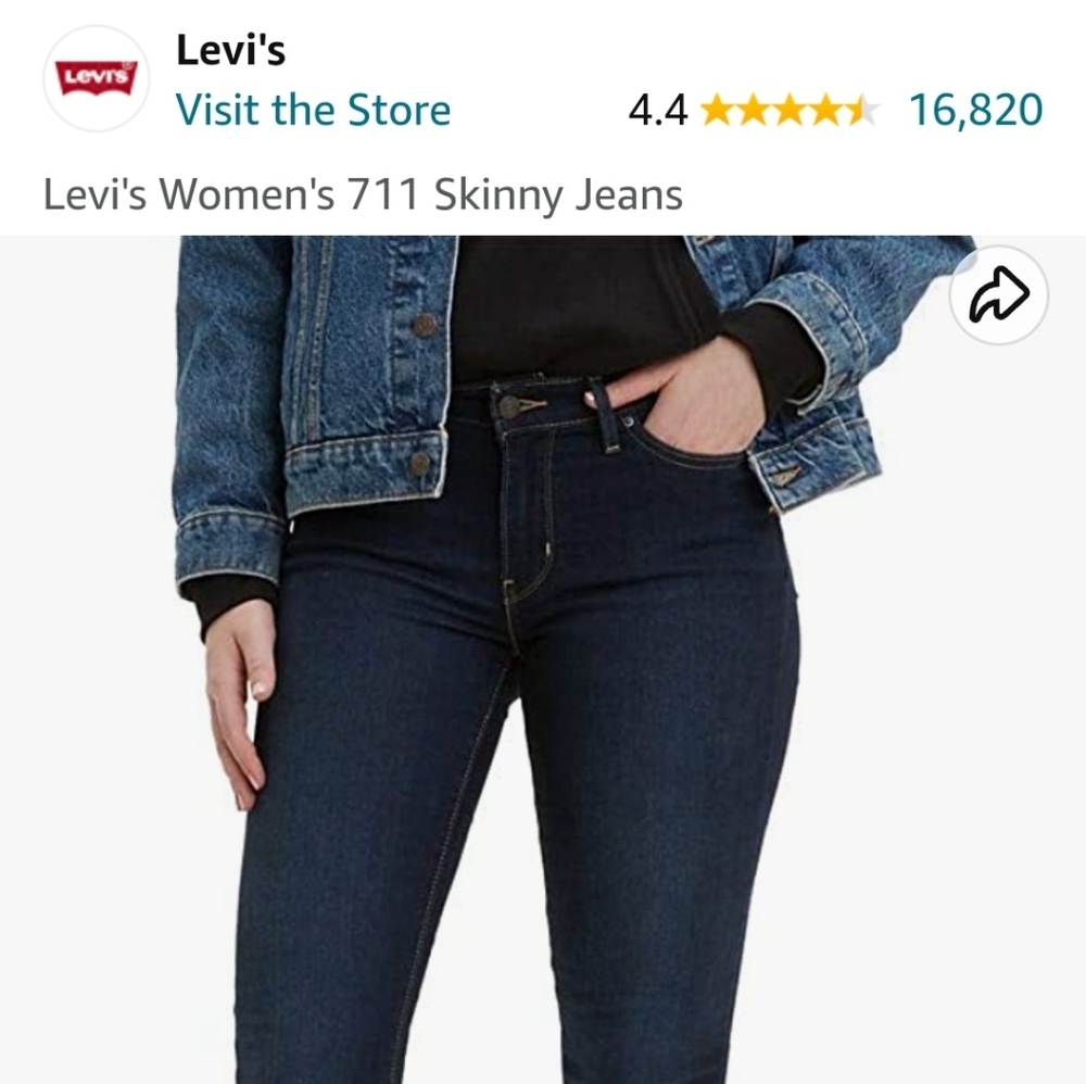 Size 32: Original Levis 711 midrise skinny size 32×32 Indigo